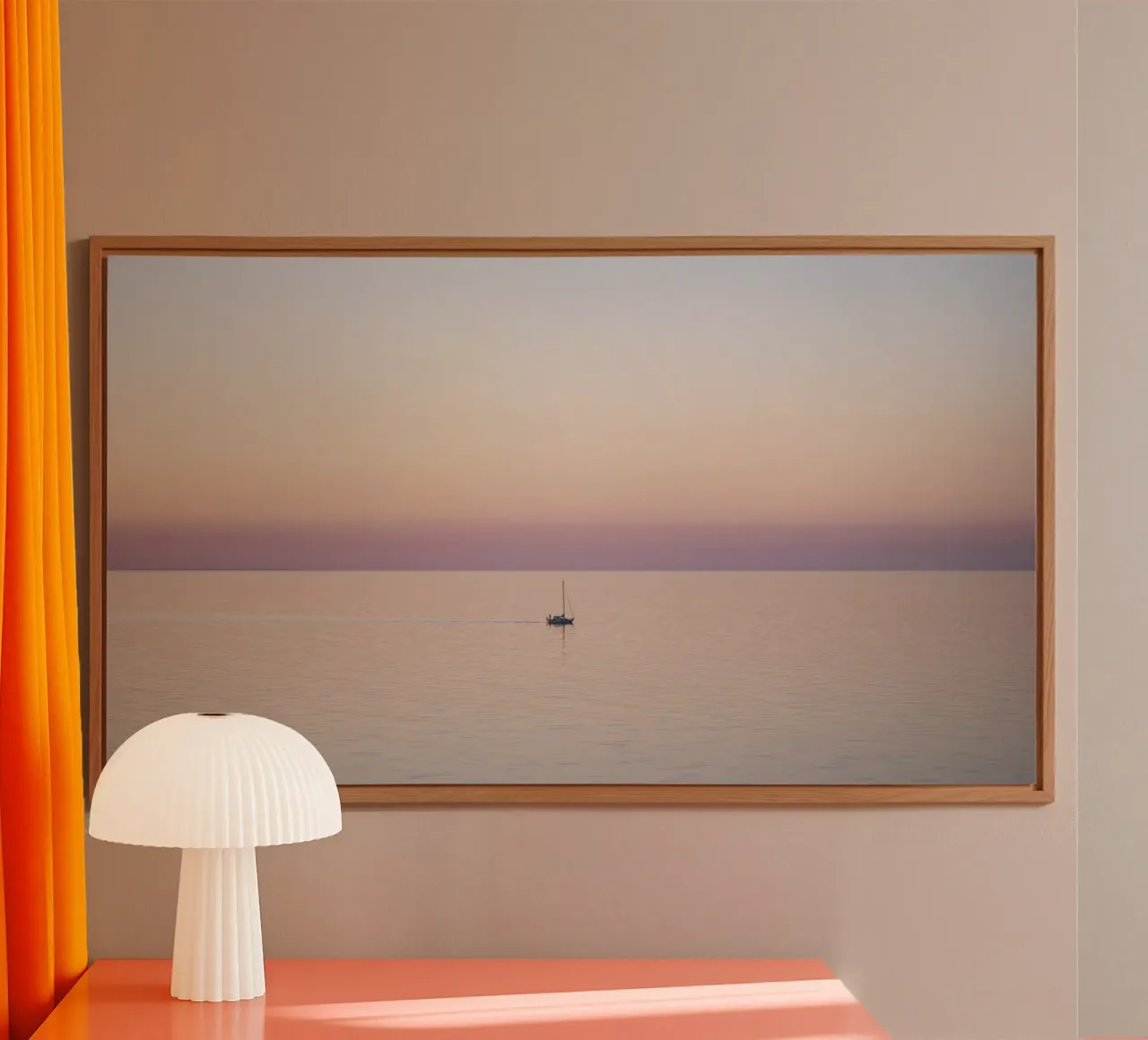 Boot im rosafarbenen Sonnenuntergang forex plate by Stina Freytag