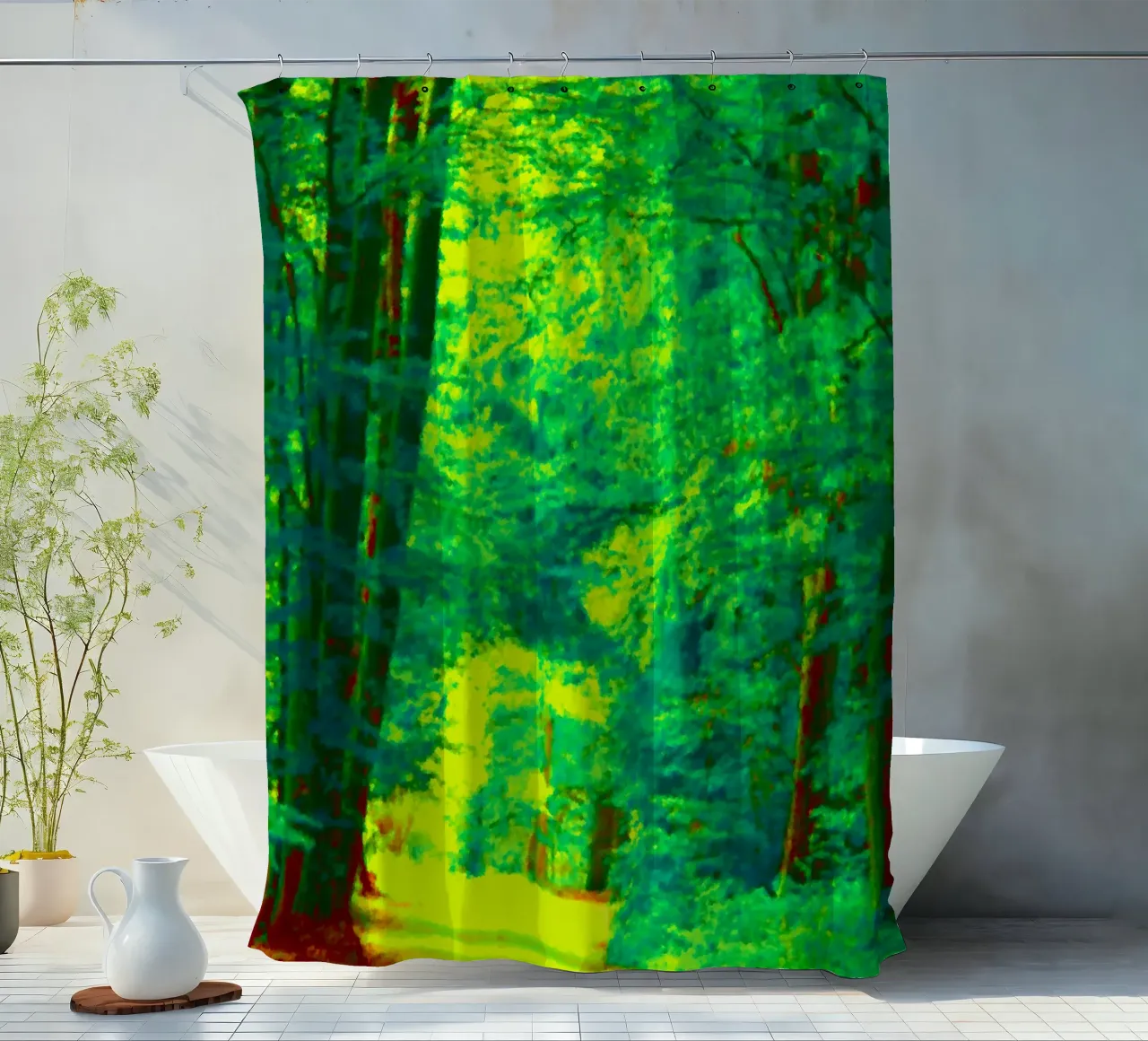 A path in the forest in summer shower curtain by Something for you