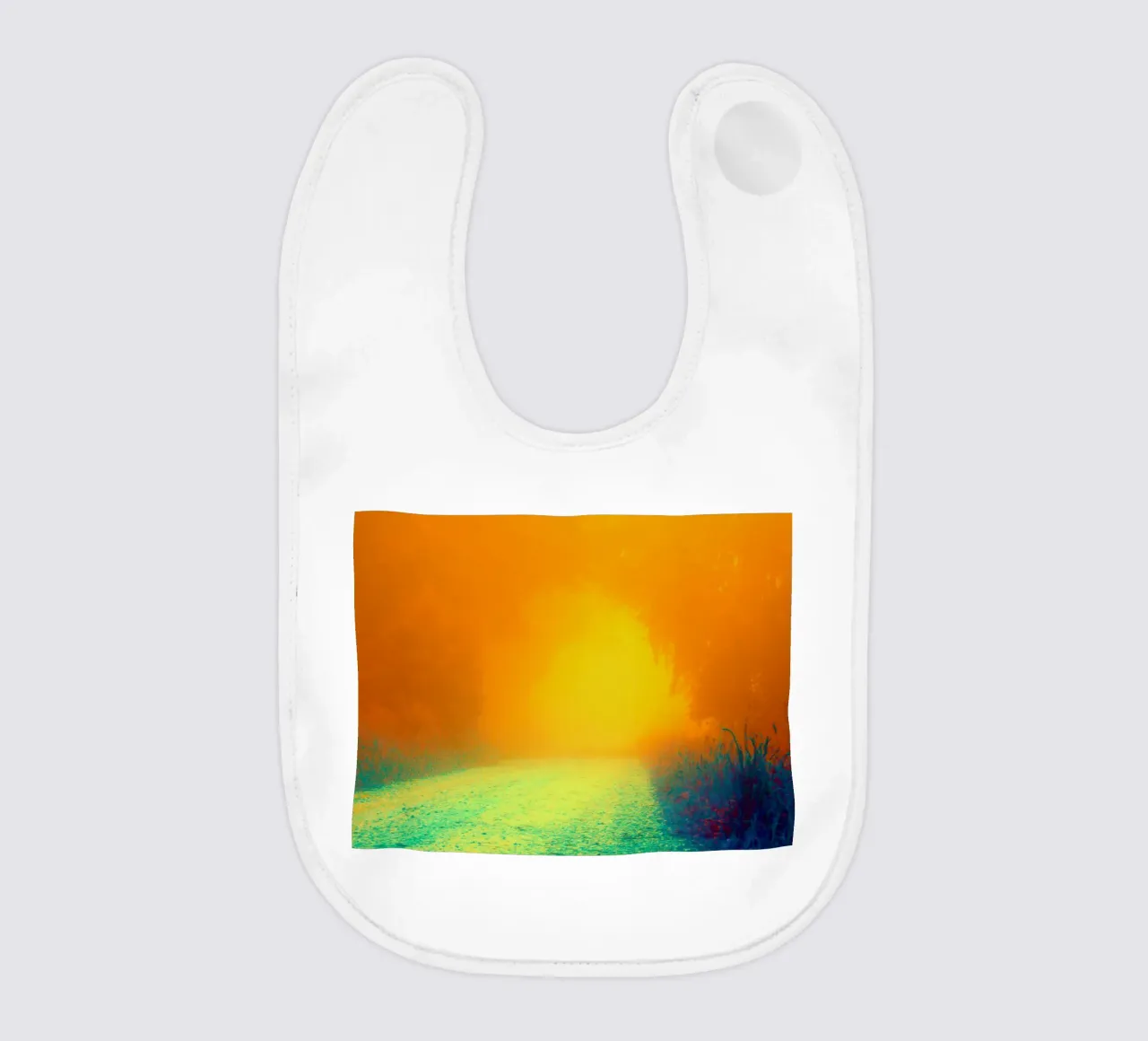 A path in the forest in the fog baby bib by Something for you