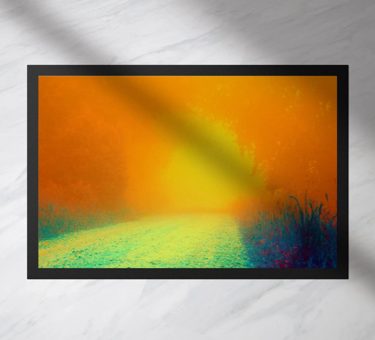 A path in the forest in the fog doormat by Something for you