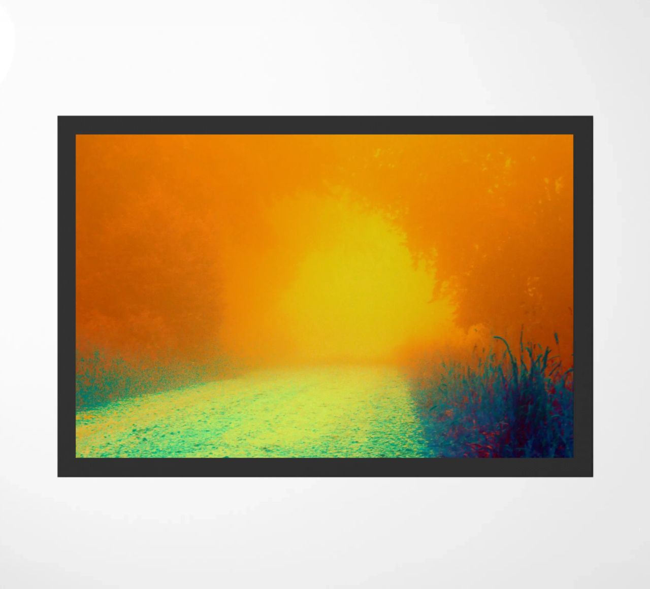 A path in the forest in the fog doormat by Something for you
