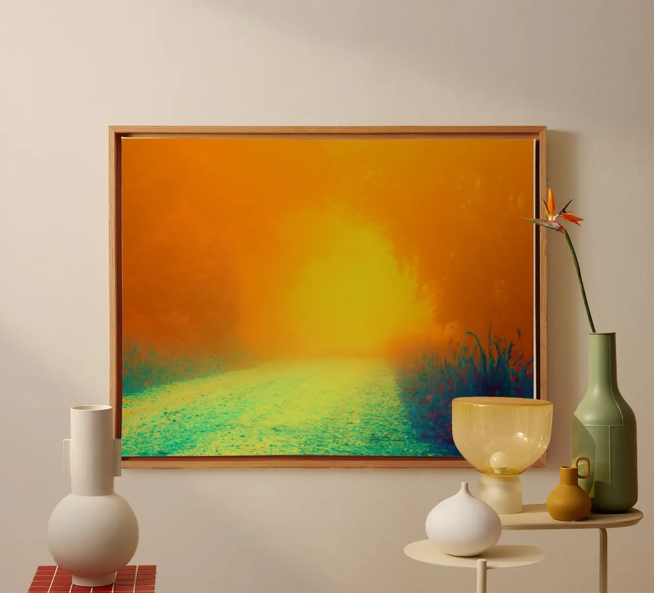 A path in the forest in the fog canvas with Floater frame by Something for you