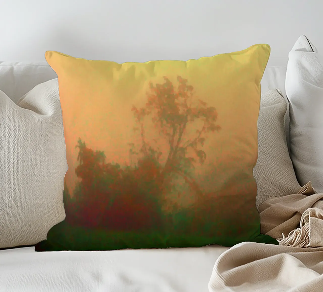 A lonely tree in the fog decorative cushion by Something for you