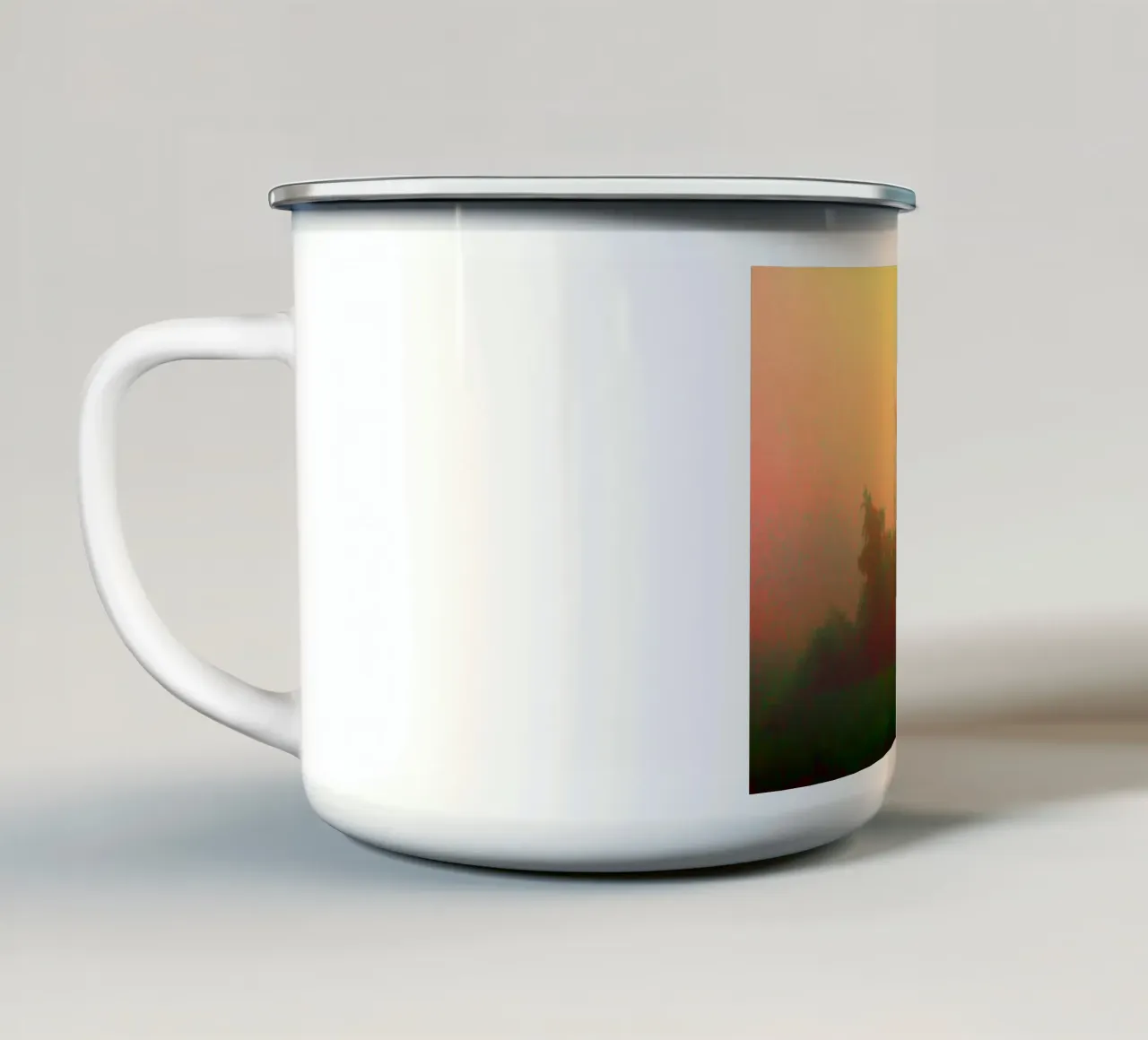 Un albero solitario nella nebbia tazza in smalto da Something for you