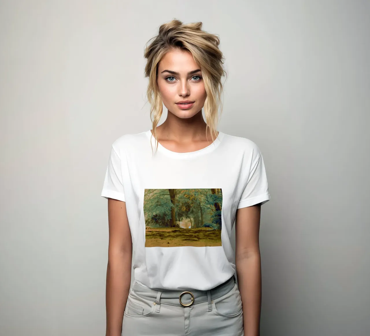 A path in the forest in summer women's fitted t-shirt by Something for you