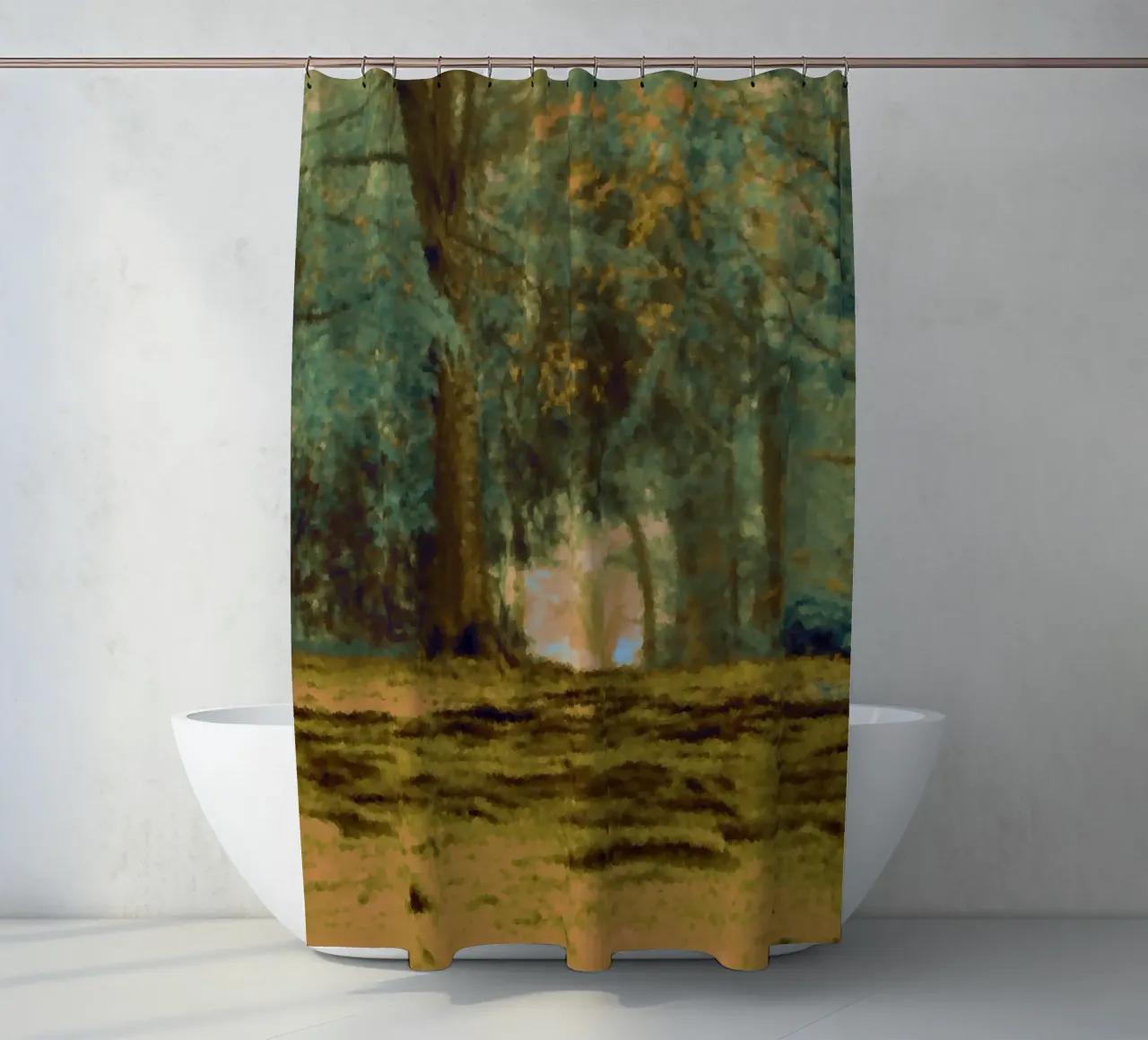 A path in the forest in summer shower curtain by Something for you