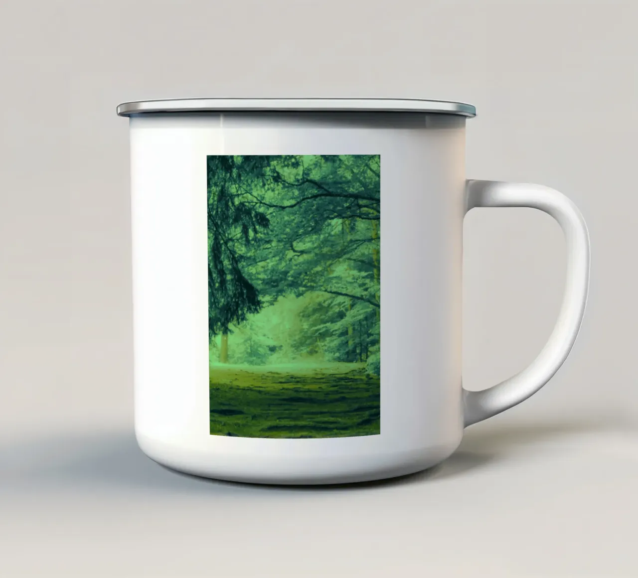 A path in the forest in summer enamel mug by Something for you