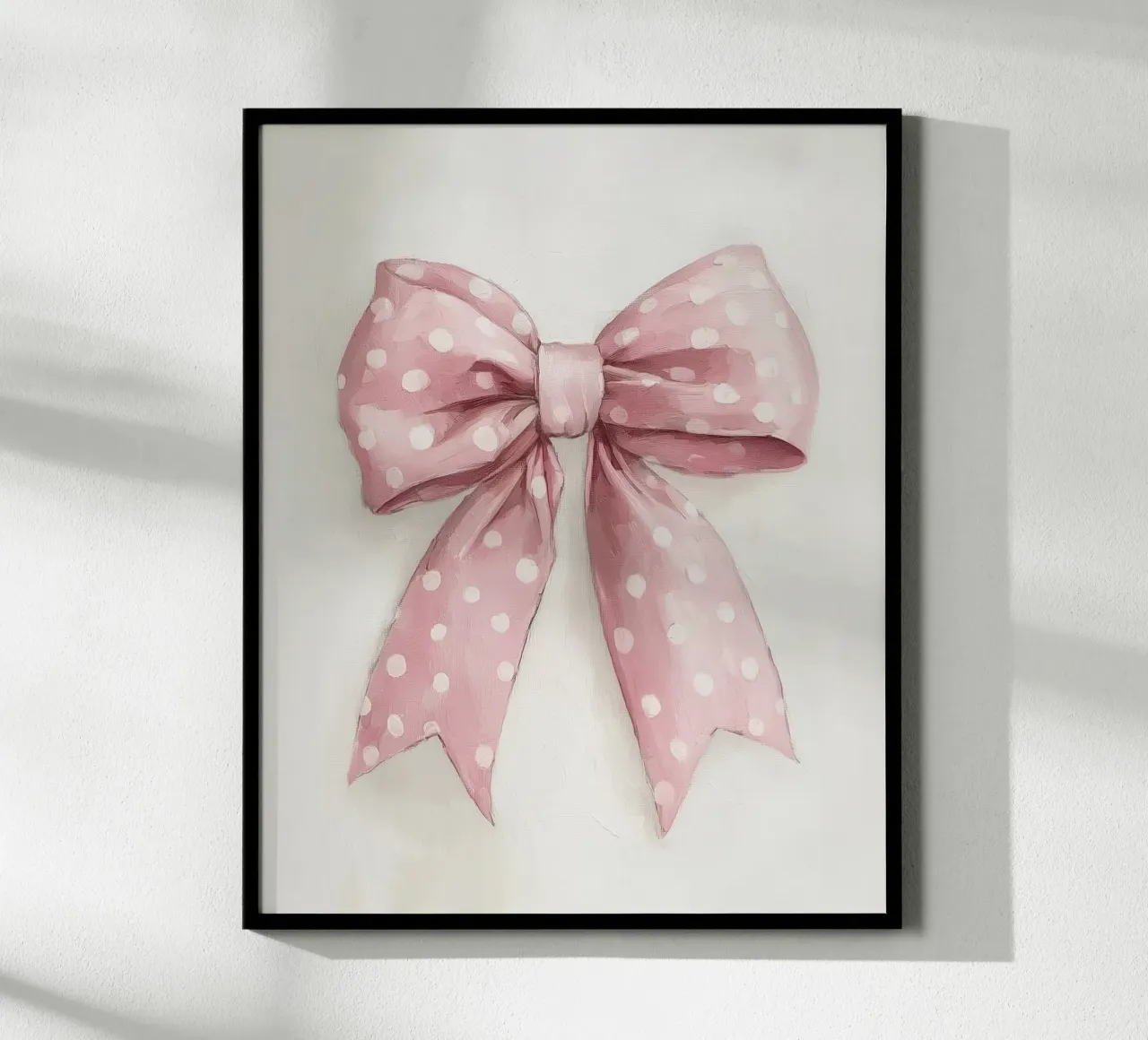 Pink Bows Polka Dots Retro Vintage Feminine Coquette Art poster with plastic frame by Gentle Echoes Art