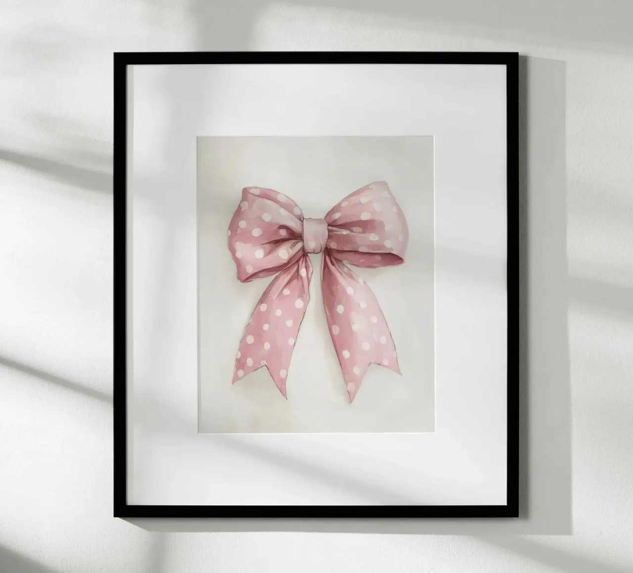 Pink Bows Polka Dots Retro Vintage Feminine Coquette Art poster with plastic frame by Gentle Echoes Art