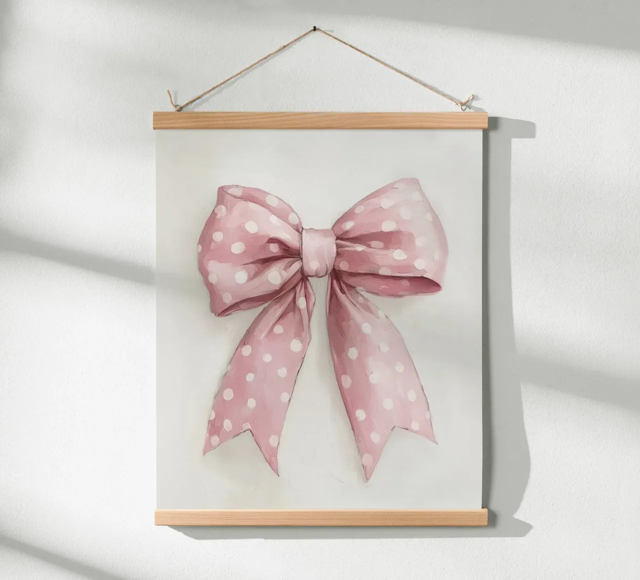 Pink Bows Polka Dots Retro Vintage Feminine Coquette Art poster with plastic frame by Gentle Echoes Art