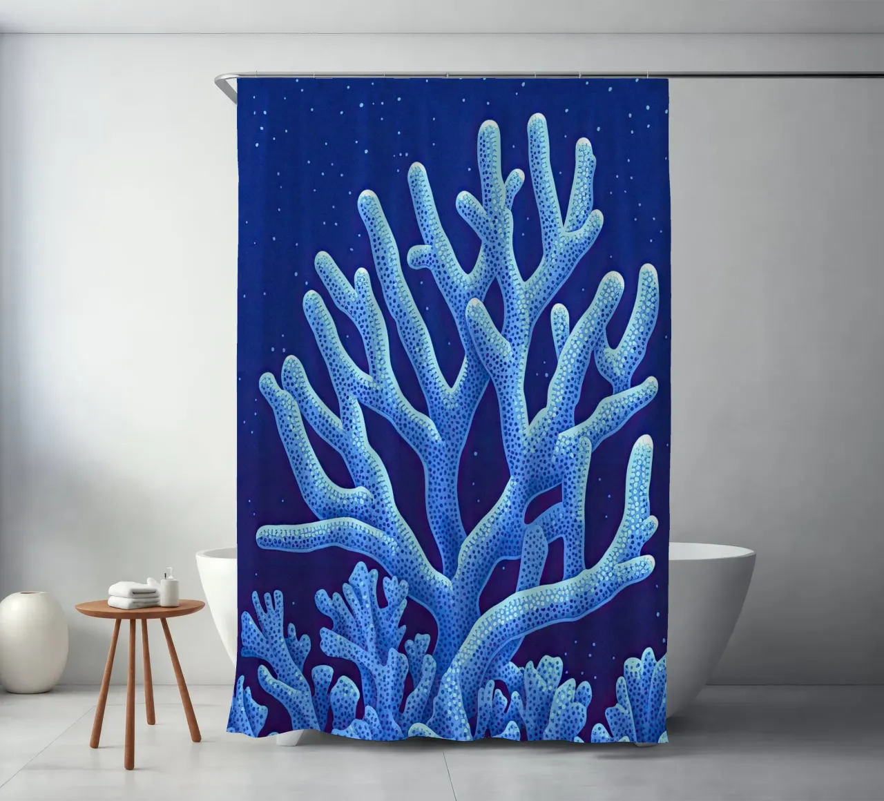 Midnight Corals shower curtain by The Sea