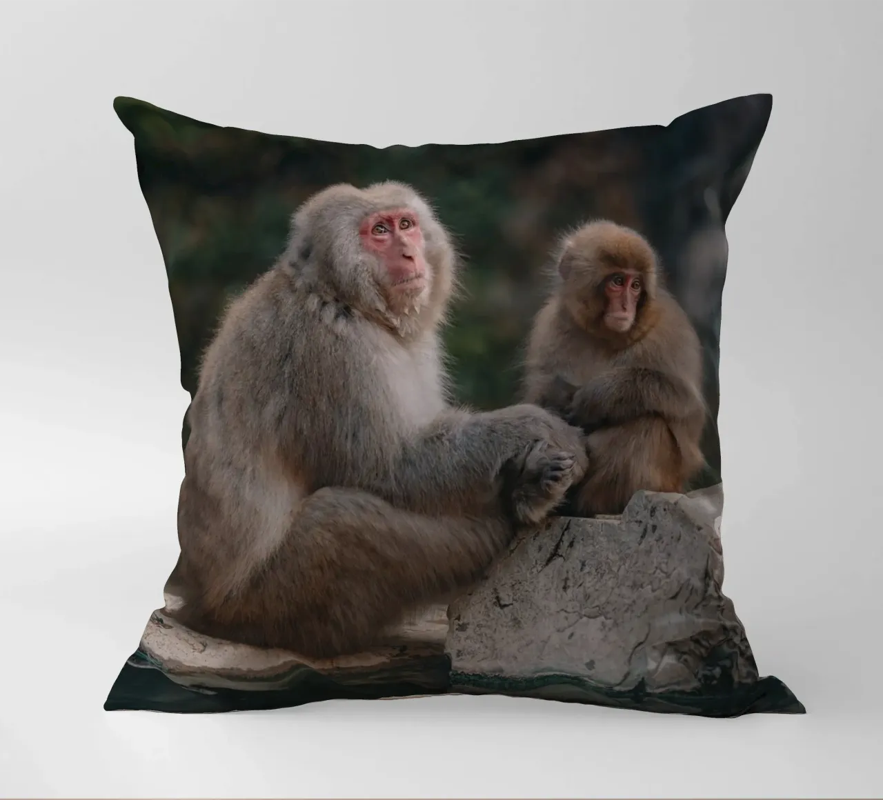 Scimmie delle nevi a Nagano, Giappone cuscino da Marcel Bisig