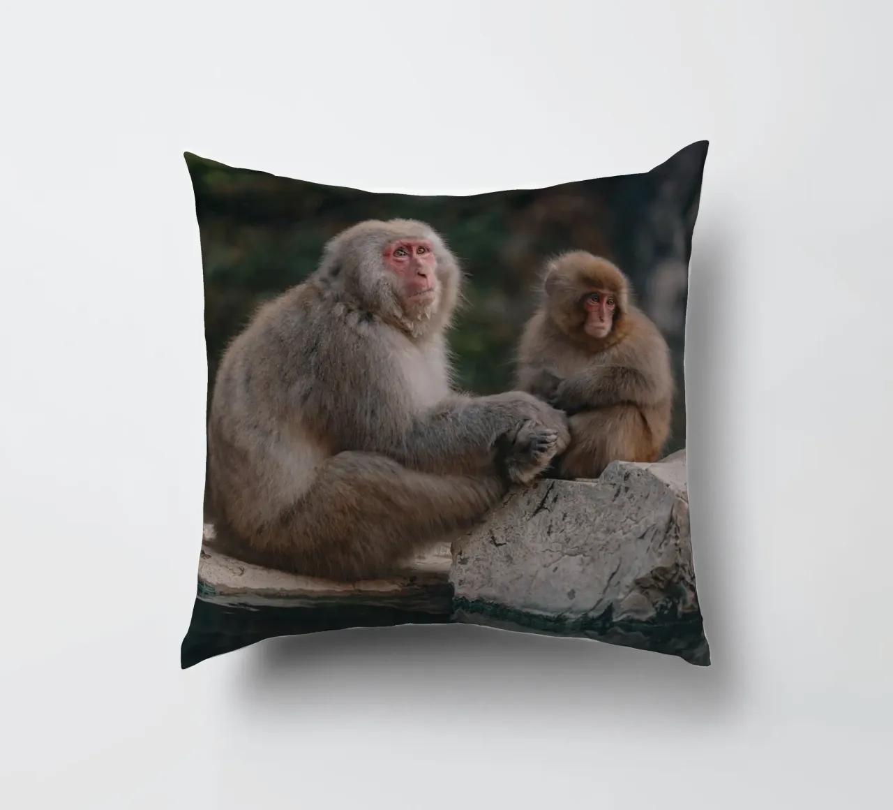 Scimmie delle nevi a Nagano, Giappone cuscino da Marcel Bisig