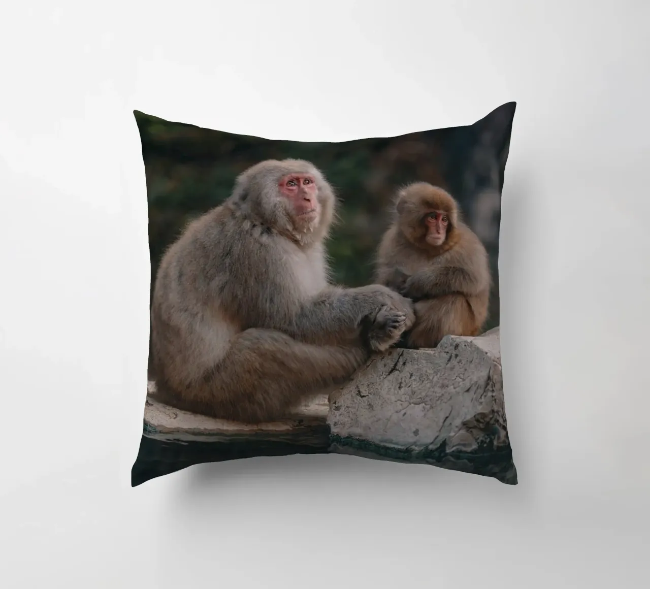 Scimmie delle nevi a Nagano, Giappone cuscino da Marcel Bisig