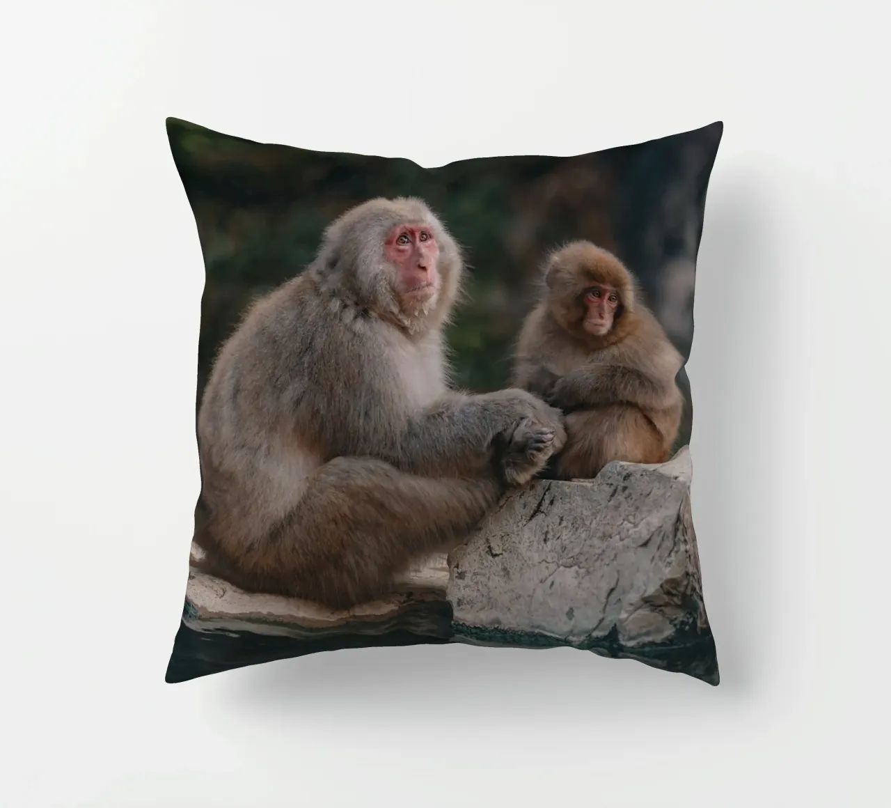 Scimmie delle nevi a Nagano, Giappone cuscino da Marcel Bisig