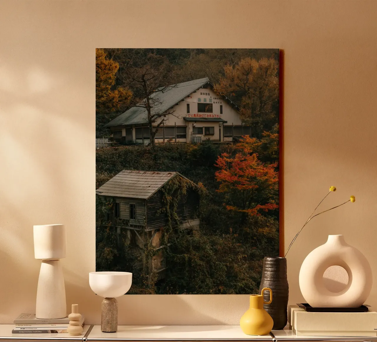 Source chaude d'automne à Nagano, Japon toile avec Caisse américaine de Marcel Bisig