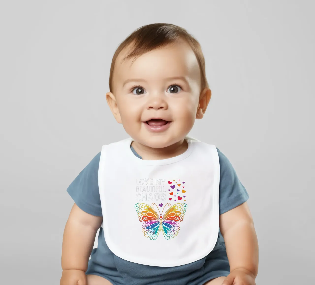 Farfalla arcobaleno dell'amore: Design di ali e cuori vibranti bavaglino da mum tees