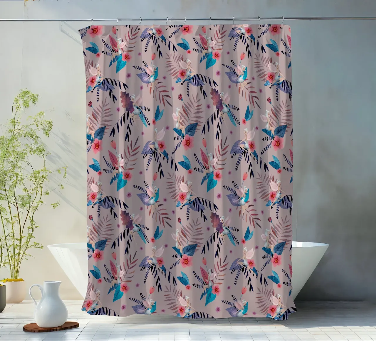 Fantom Fifi Art - Feenmuster Latte Macciato shower curtain by The Artcircle