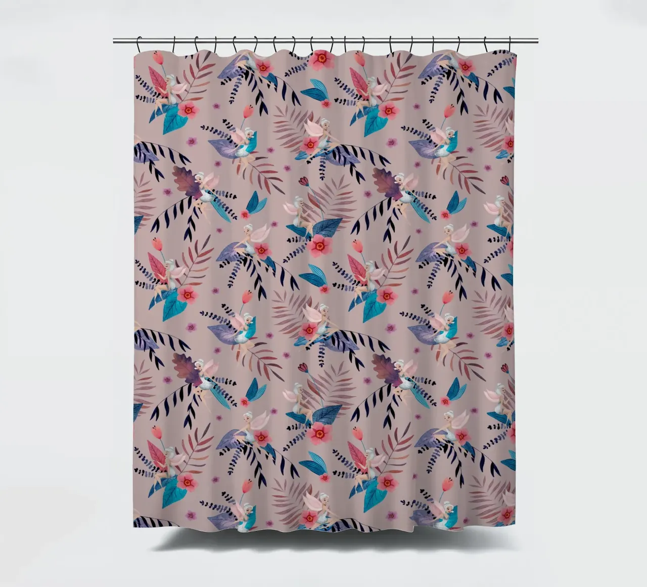 Fantom Fifi Art - Feenmuster Latte Macciato shower curtain by The Artcircle