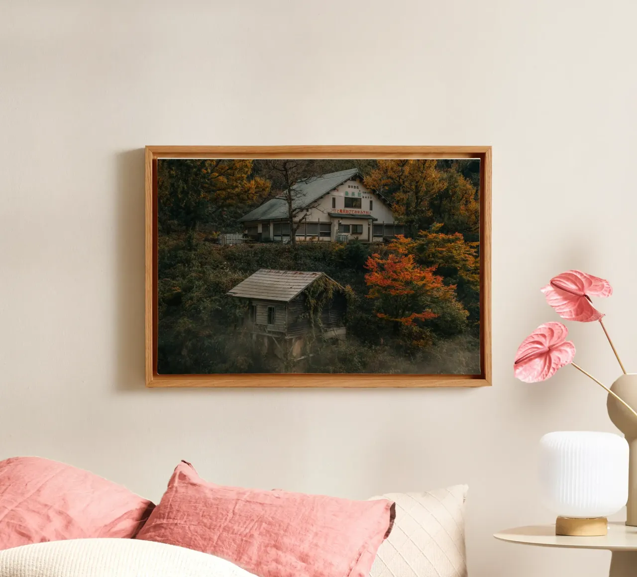 Source chaude d'automne à Nagano, Japon toile avec Caisse américaine de Marcel Bisig