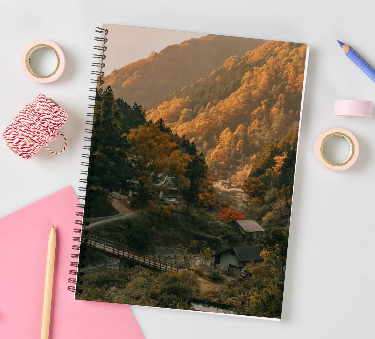 Hot Spring Valley in Autumn - Nagano, Japan spiral notebook by Marcel Bisig