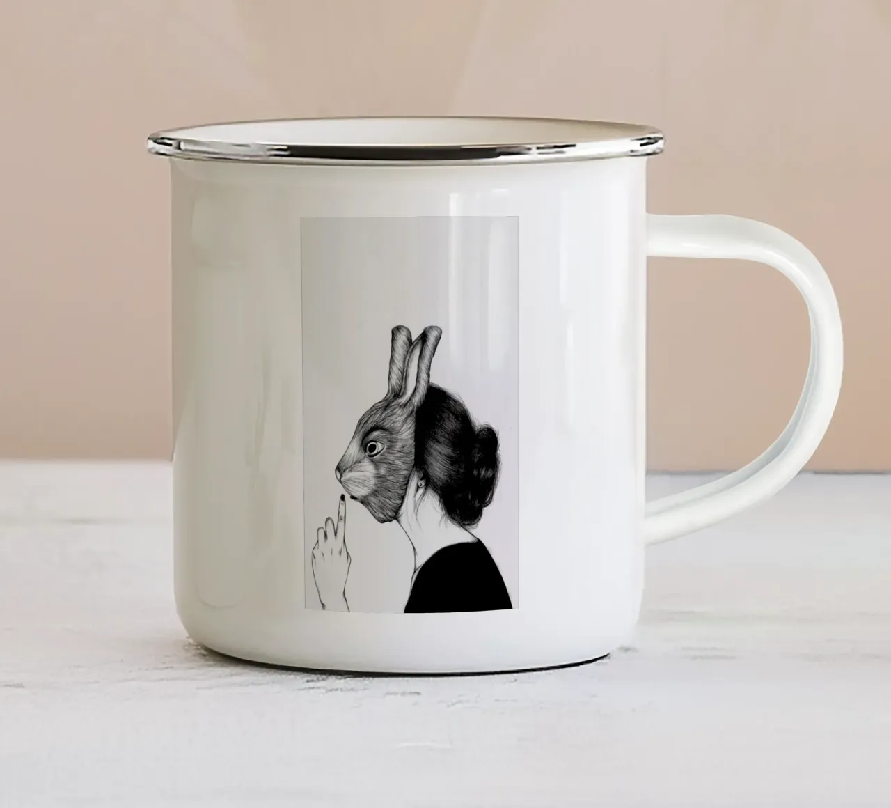 Peculiar Rabbit emaille mok van The White Deer