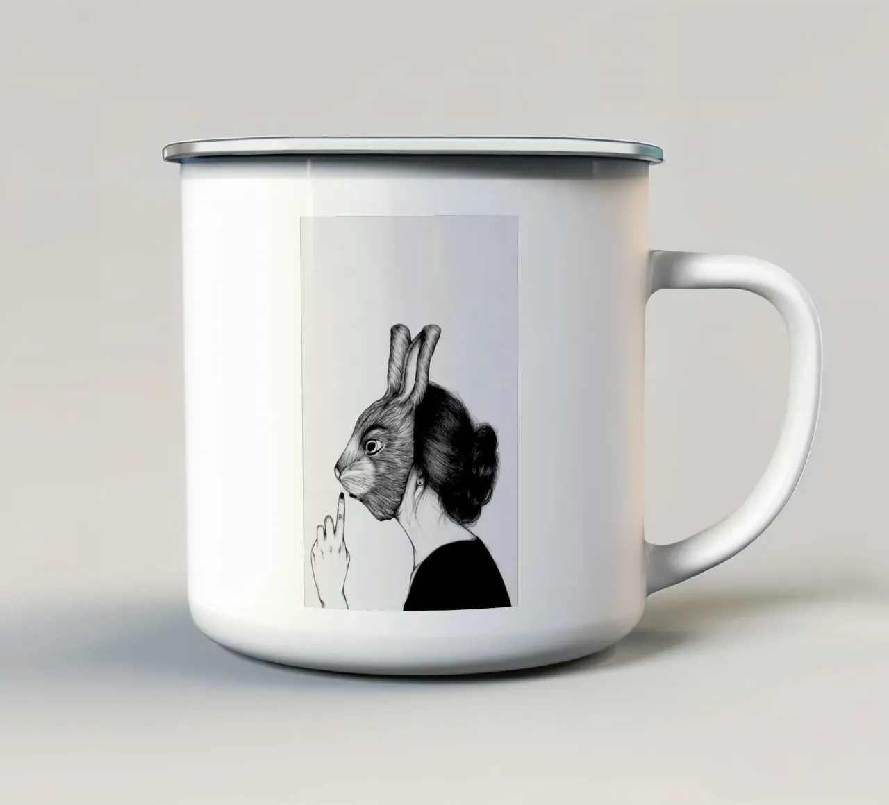Peculiar Rabbit emaille mok van The White Deer