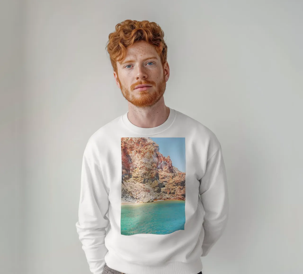 Milos, Greece I Beach paradise nature red sand rock sweatshirt by Julie Travel Photography