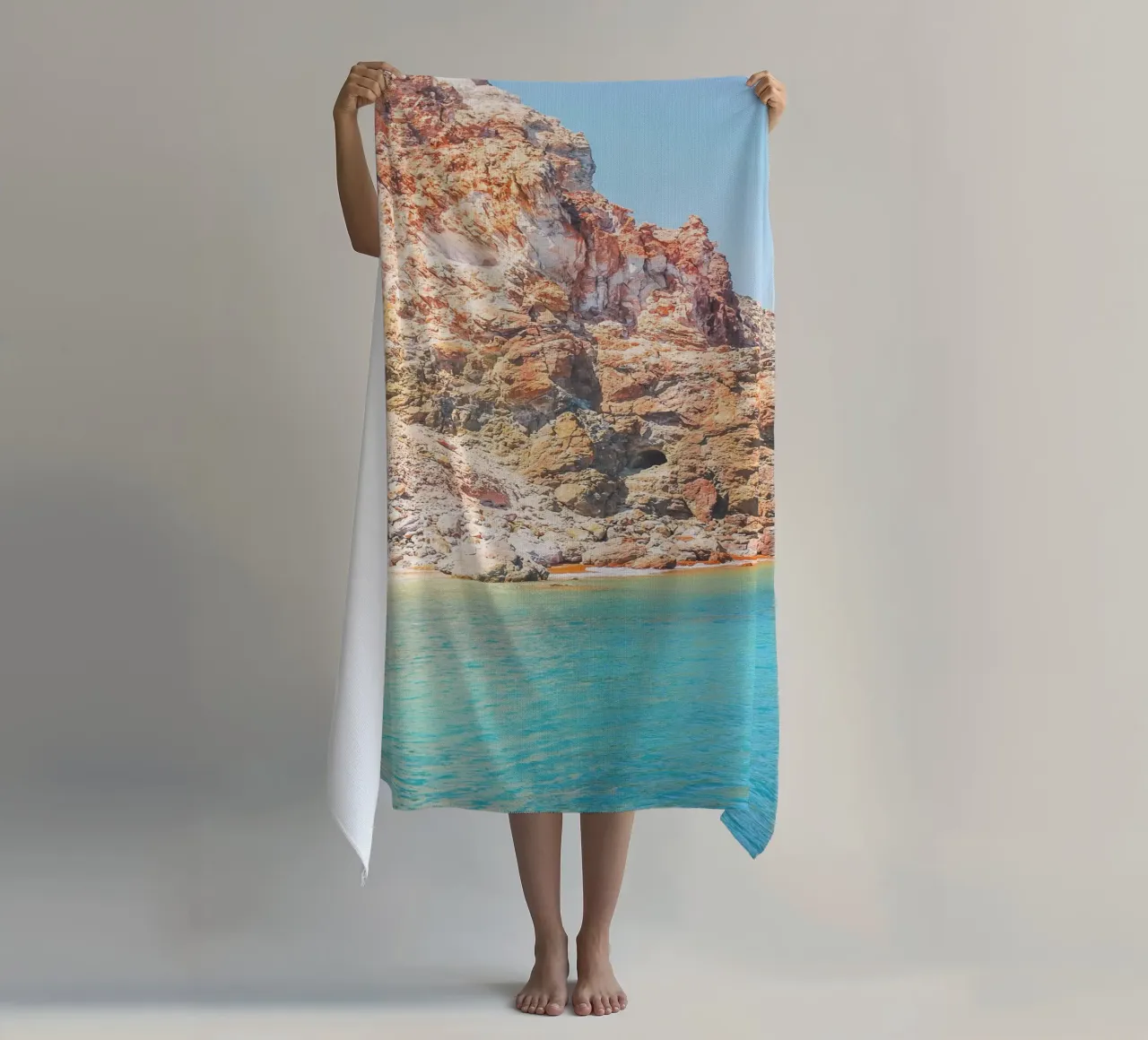 Milos, Greece I Beach paradise nature red sand rock beach towel by Julie Travel Photography