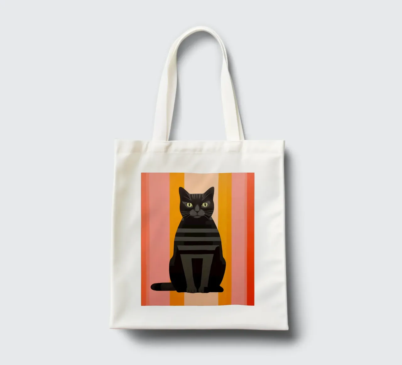 Gatto nero a strisce con rosa e arancione borsa in juta da Autofocus