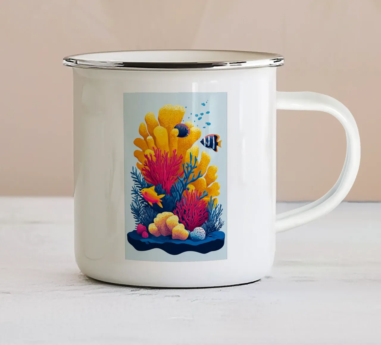 Die Wunder des Riffs Emaille Tasse von The Sea