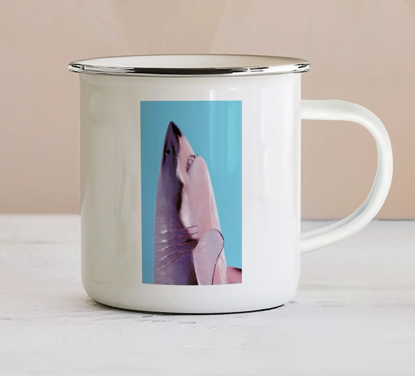 Attack! Blue enamel mug by Ballack Art House