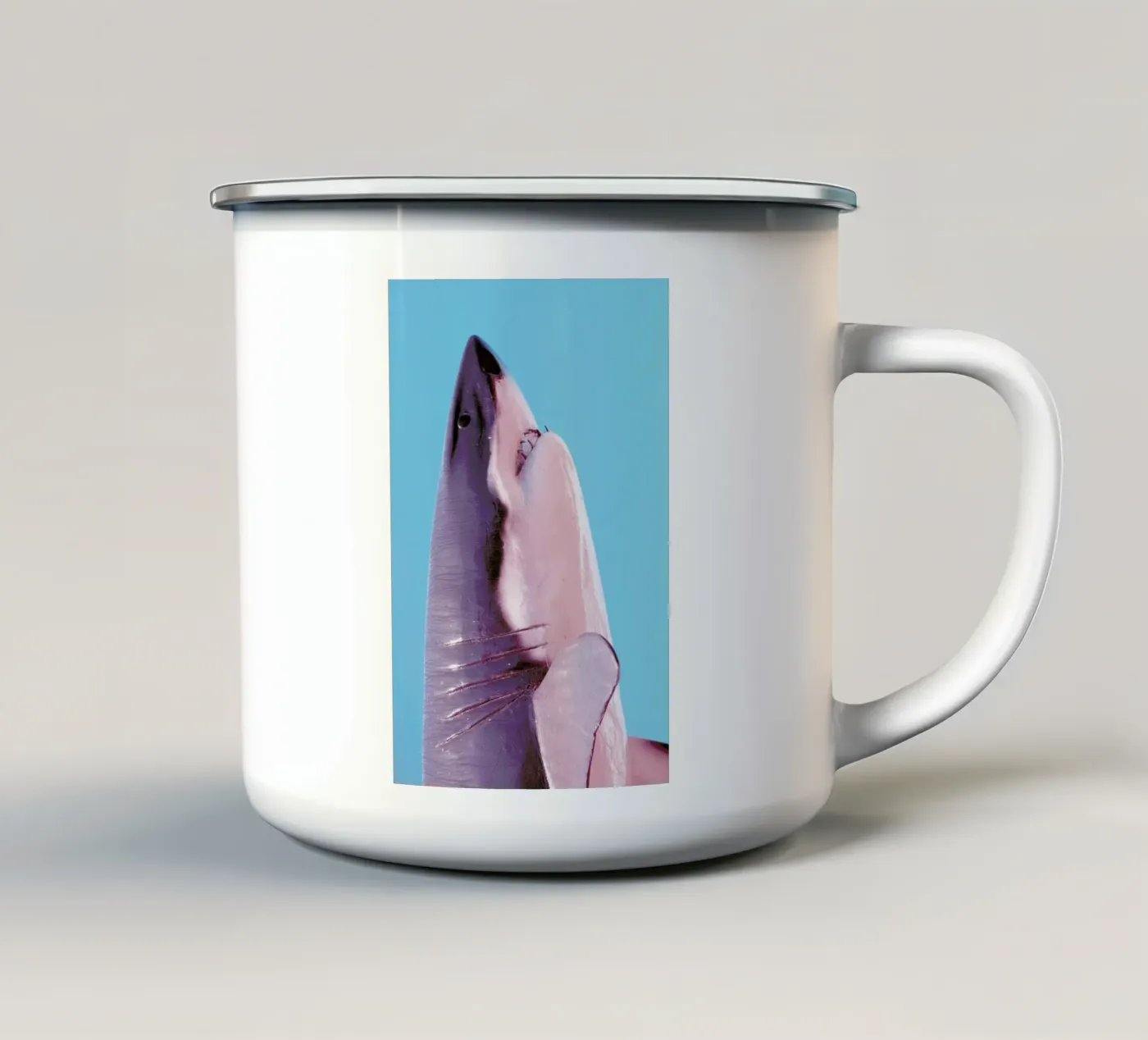 Attack! Blue enamel mug by Ballack Art House