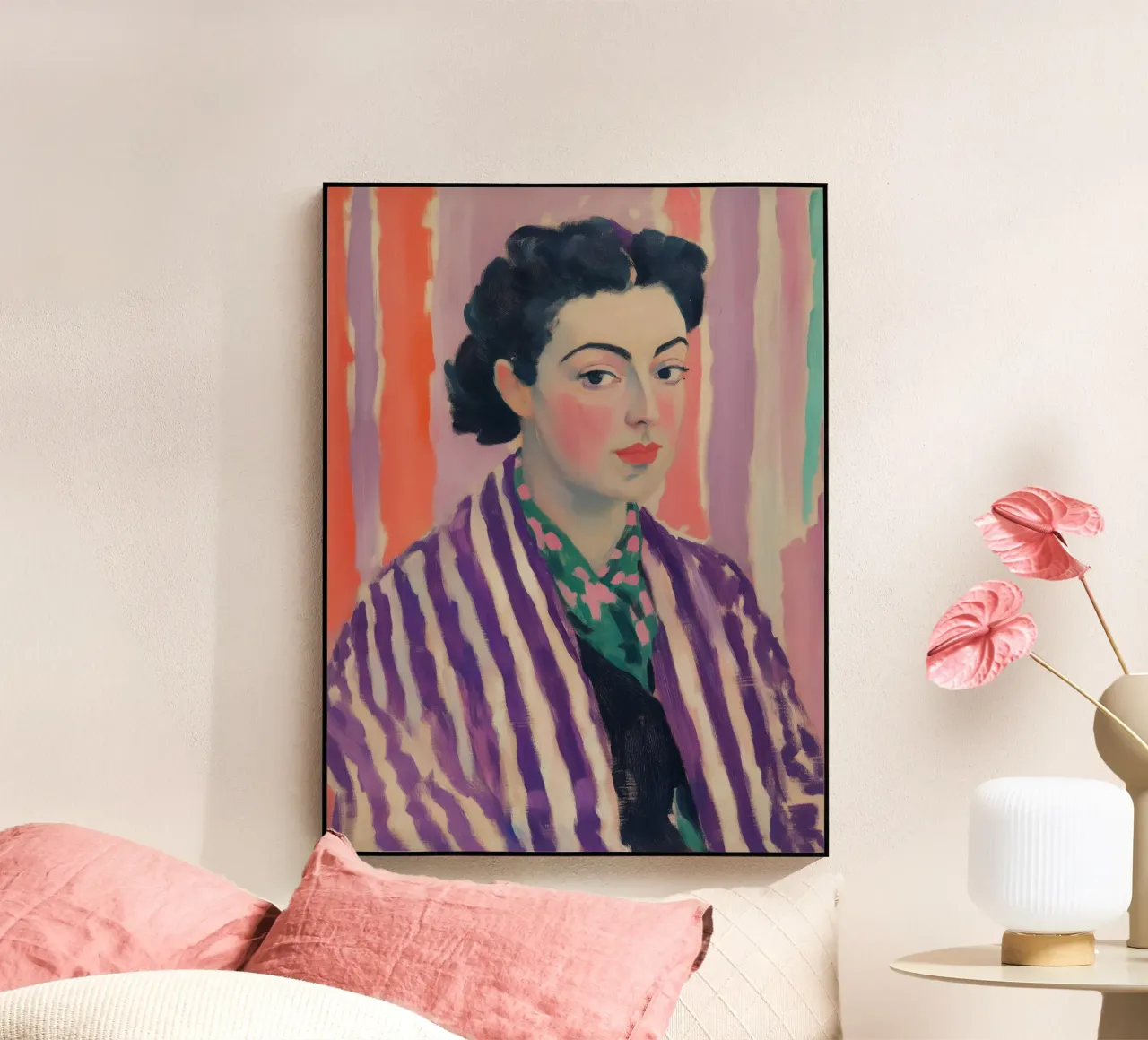 Ritratto di donna in viola | Quadro ispirato a Matisse plexiglass da Autofocus