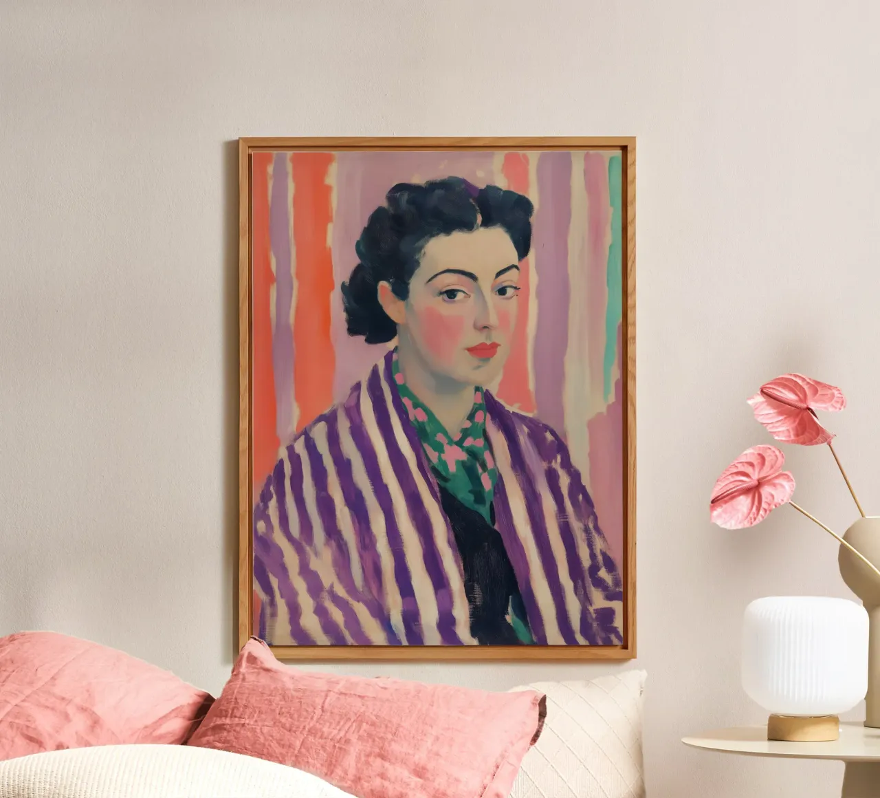 Ritratto di donna in viola | Quadro ispirato a Matisse alluminio dibond da Autofocus