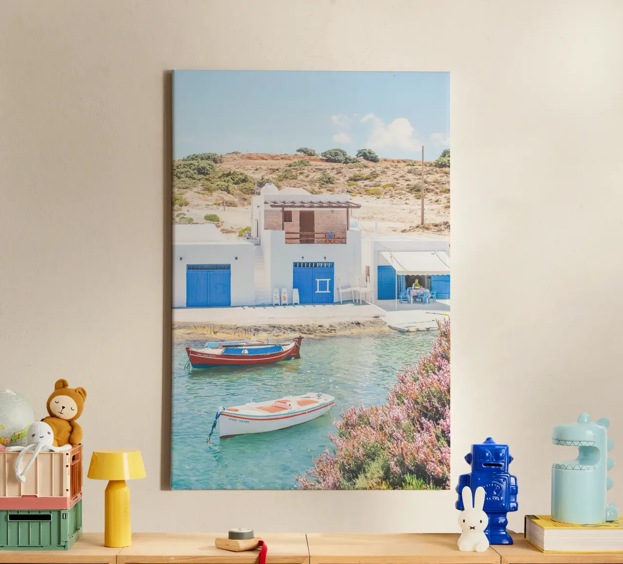 Milos, Greece I Blue-white fishing village canvas by Julie Travel Photography
