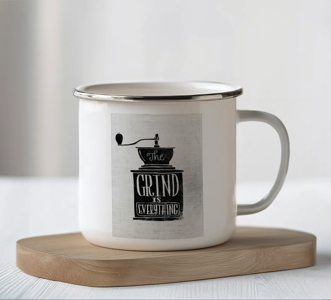 Grind emaille mok van Matthew Taylor Wilson