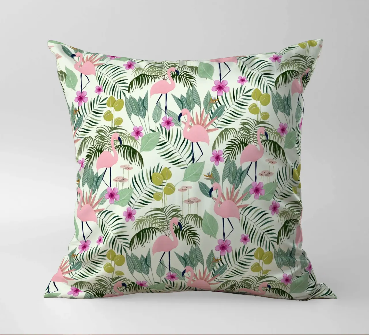 Fantom Fifi Art - Flamingo Muster Lime cuscino da The Artcircle