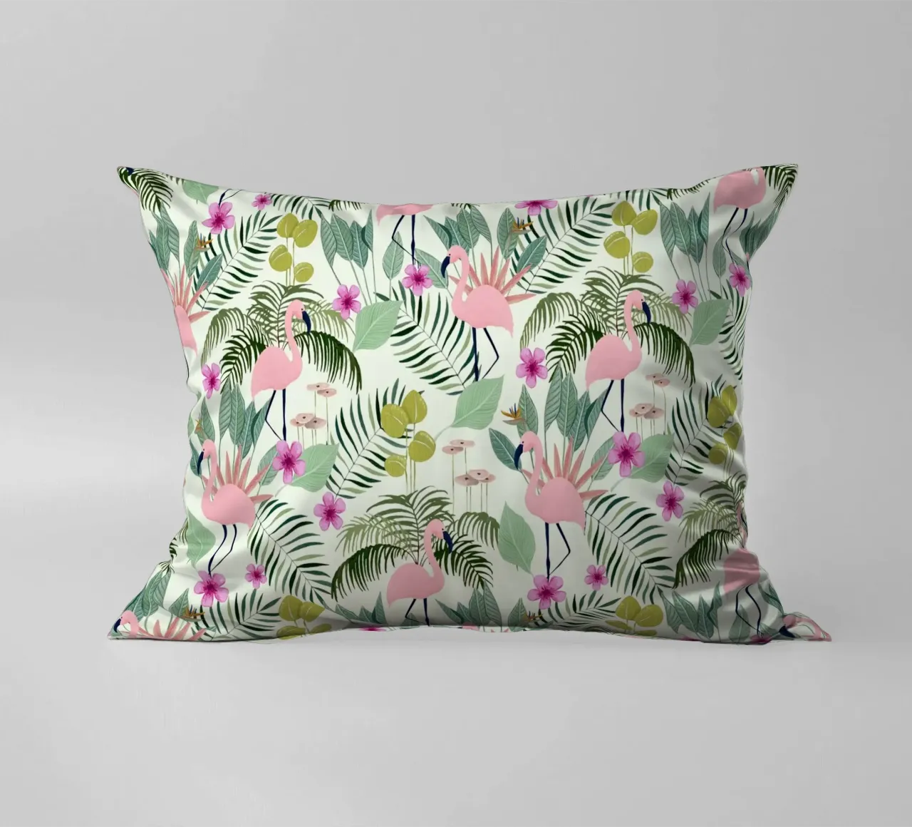 Fantom Fifi Art - Flamingo Muster Lime cuscino da The Artcircle