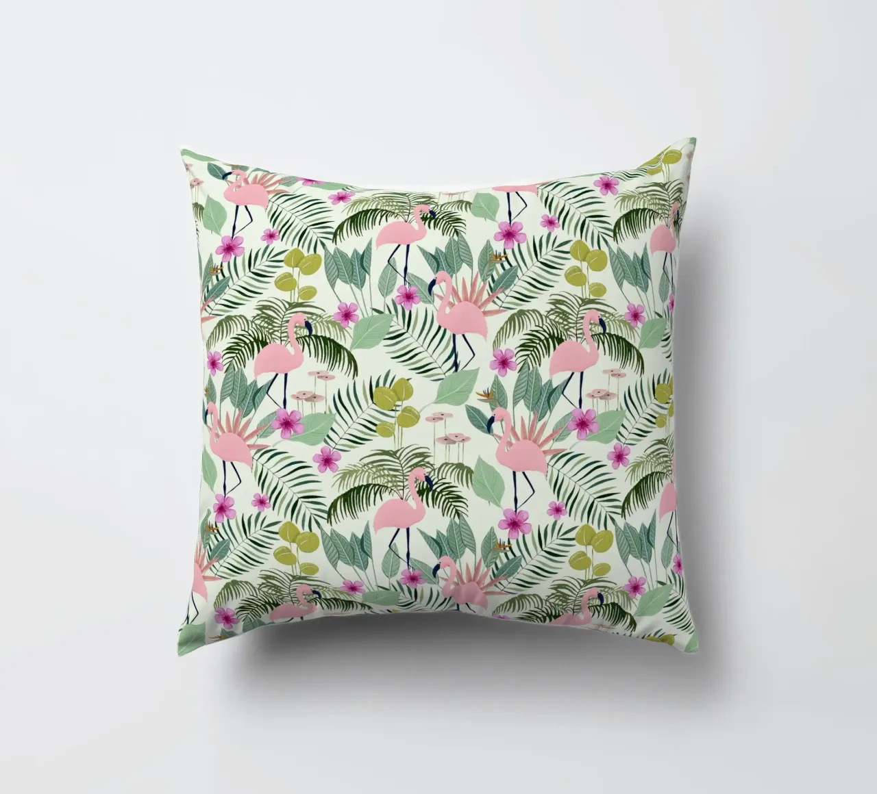 Fantom Fifi Art - Flamingo Muster Lime cuscino da The Artcircle