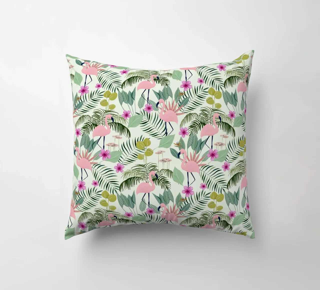 Fantom Fifi Art - Flamingo Muster Lime cuscino da The Artcircle