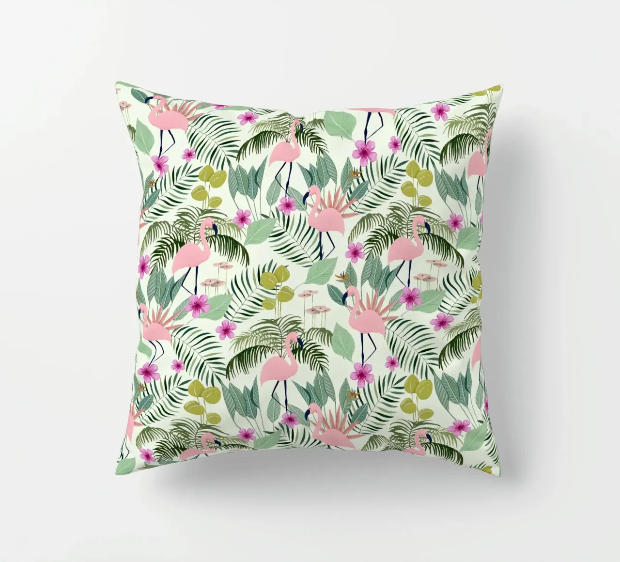 Fantom Fifi Art - Flamingo Muster Lime cuscino da The Artcircle