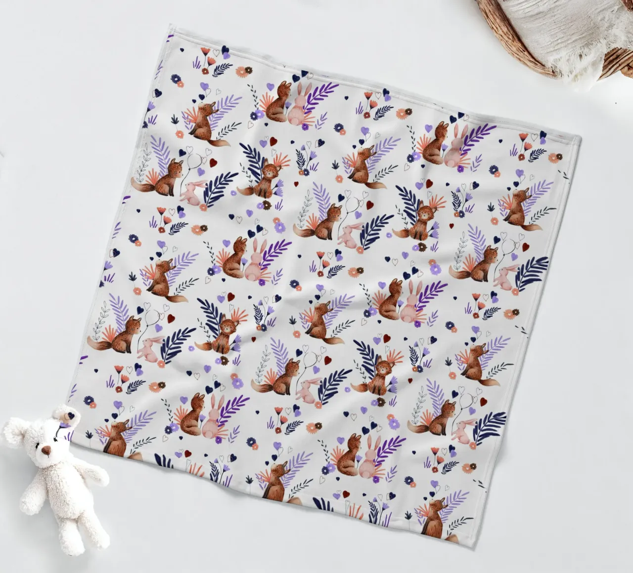 Fantom Fifi Art - Fuchs und Hase Muster coperta in pile da The Artcircle