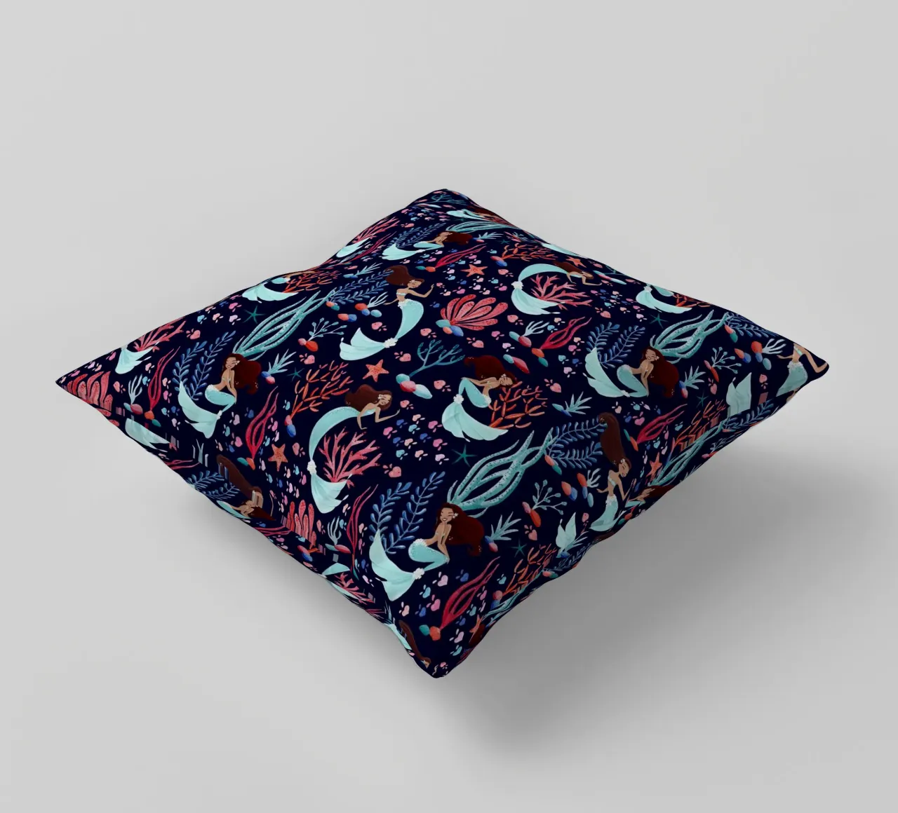 Fantom Fifi Art - Meerjungfrauen Muster Navy cuscino da The Artcircle