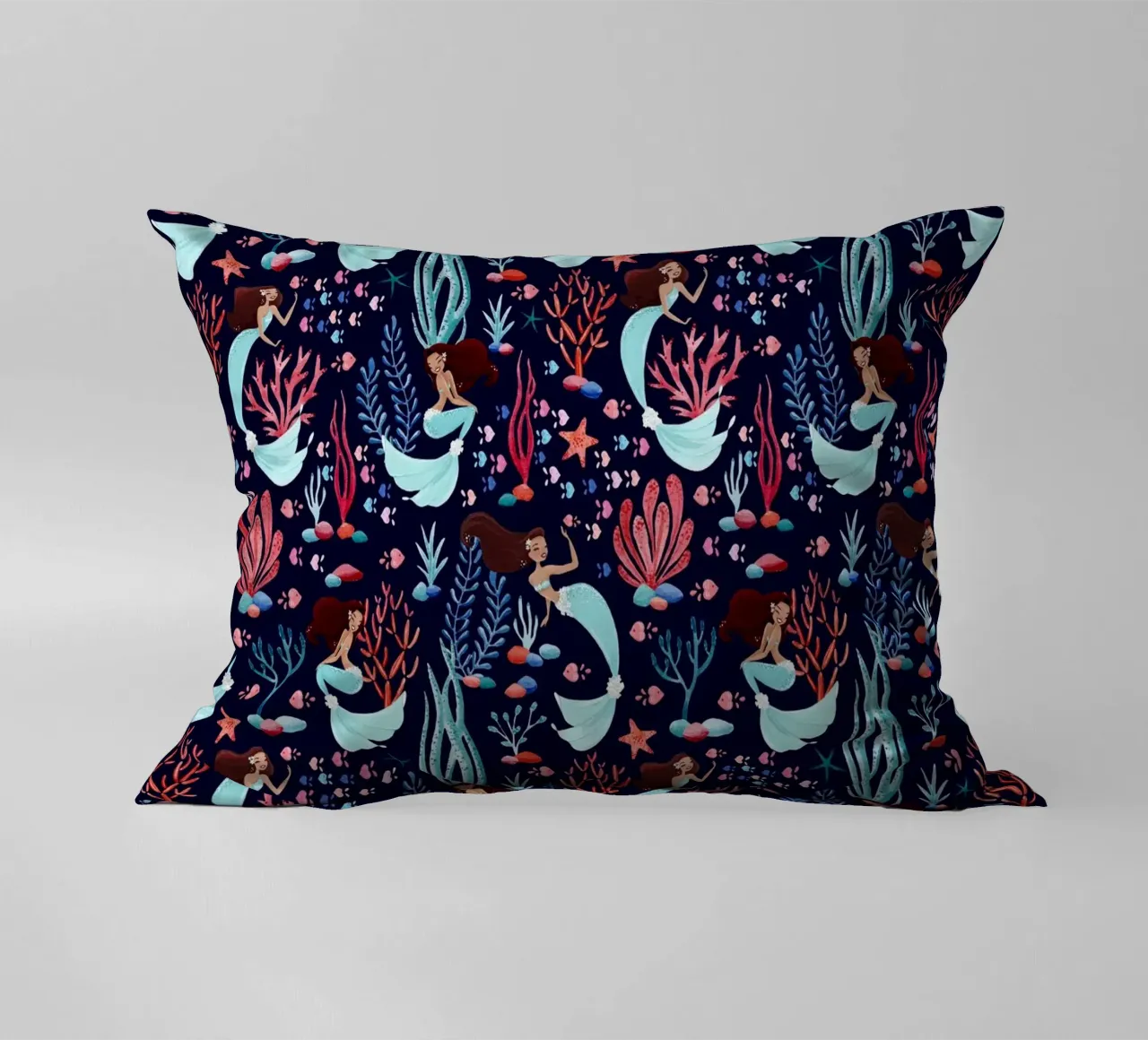 Fantom Fifi Art - Meerjungfrauen Muster Navy cuscino da The Artcircle