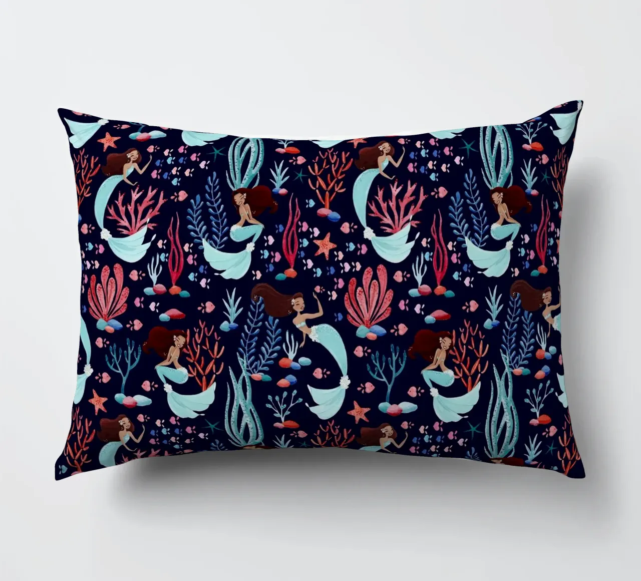 Fantom Fifi Art - Meerjungfrauen Muster Navy cuscino da The Artcircle