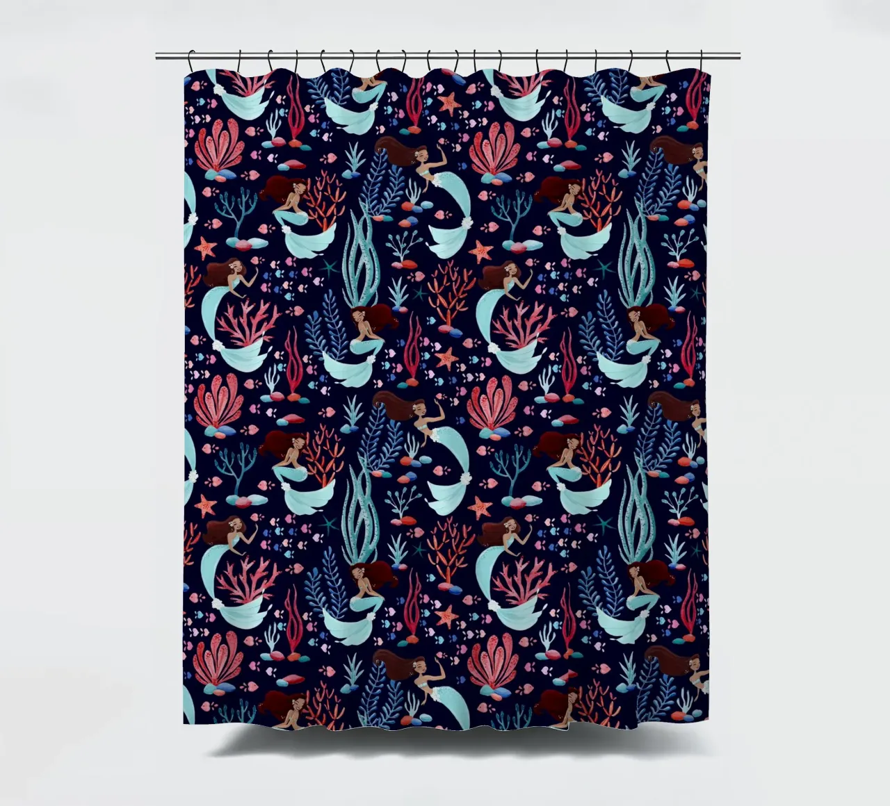 Fantom Fifi Art - Meerjungfrauen Muster Navy Duschvorhang von The Artcircle
