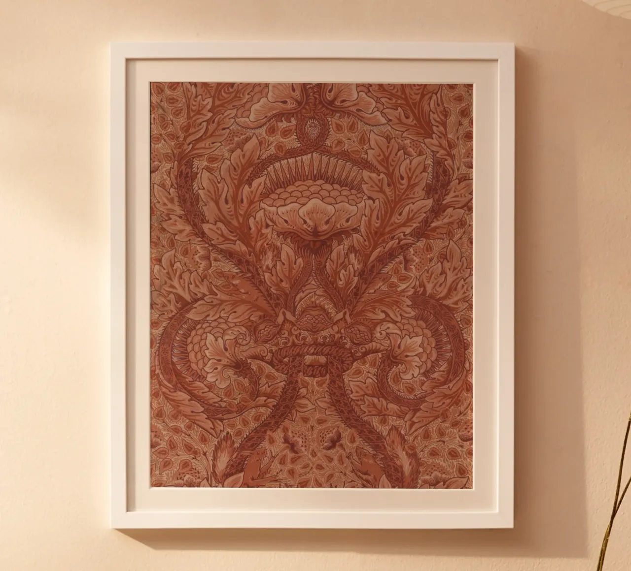 William Morris Burgundy Print, Botanical Wall Art Pattern poster con marco de plástico de ArtHaus