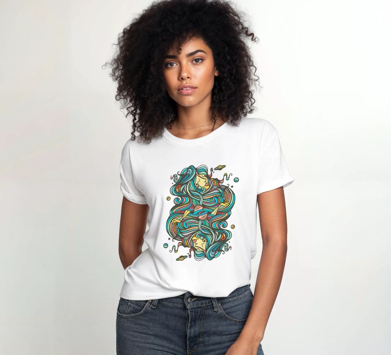Planets women's fitted t-shirt by Ninhol