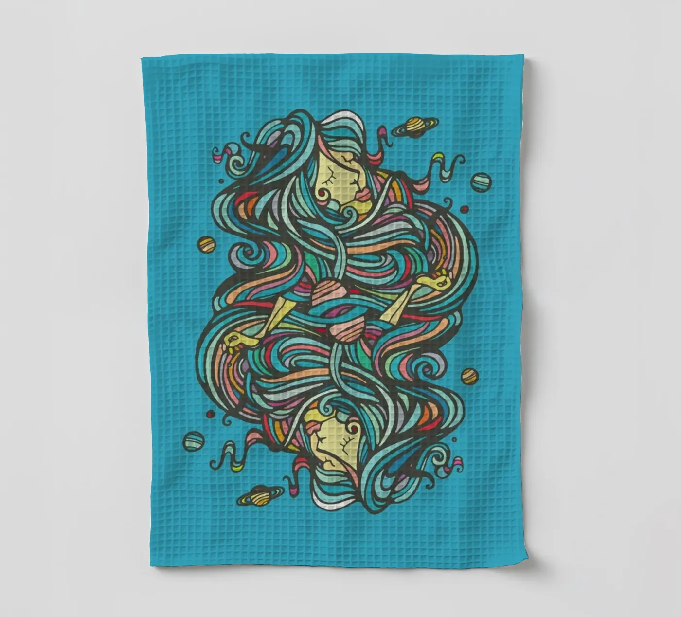 Planets tea towel by Ninhol